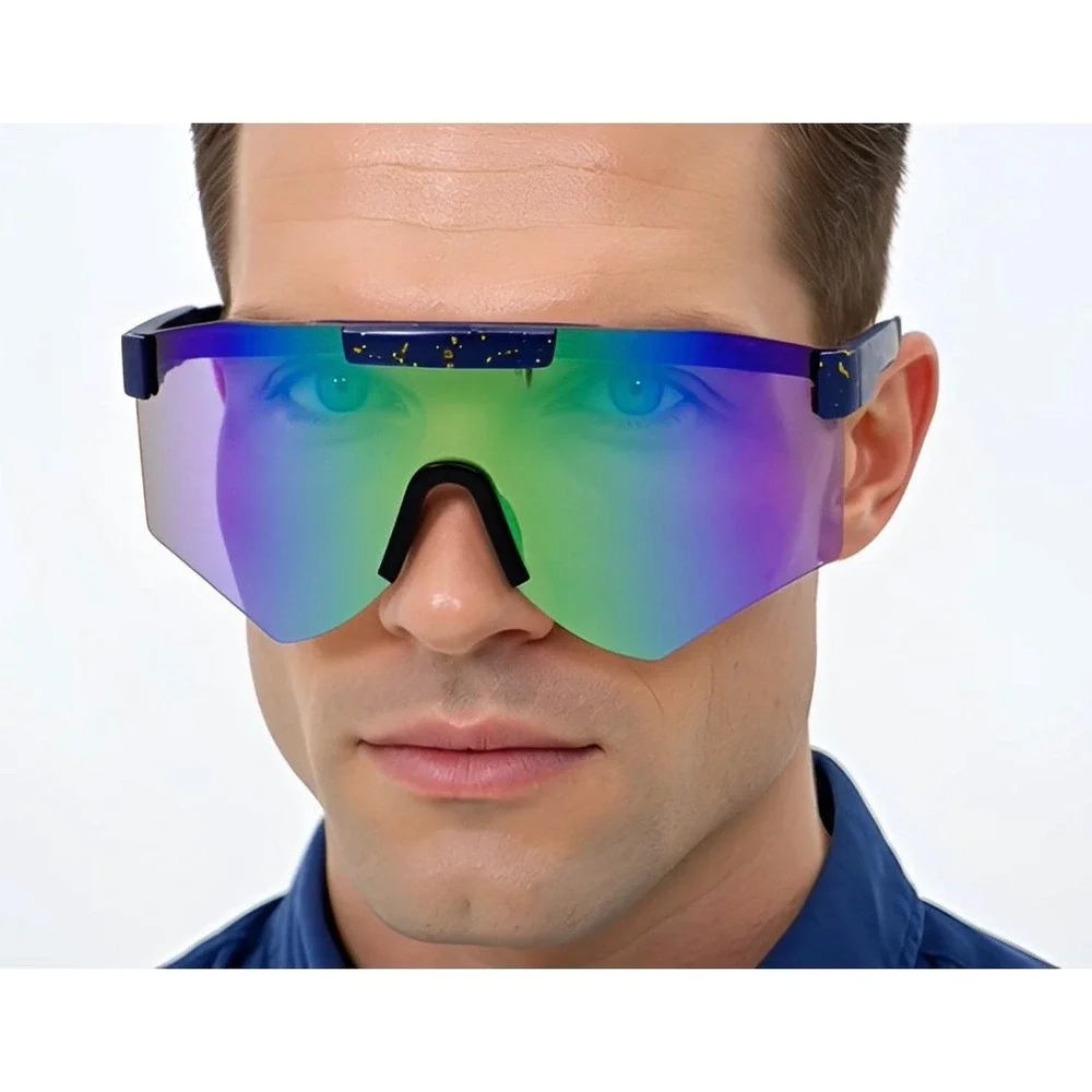 Sunglasses Sport Fishing Beach Shades UV400 Mirrored Lens‎ Wrap Cover Face Gafas
